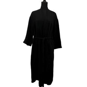 J.Jill Black Sleep Cotton Gauze Womens Tie Front Robe Lounge Comfort Relax Sz S
